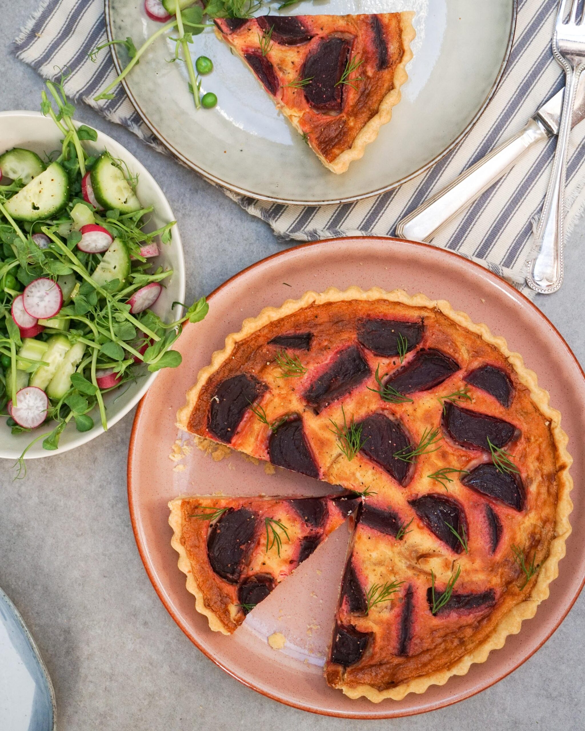 Fountains Gold Cheddar and Beetroot Tart