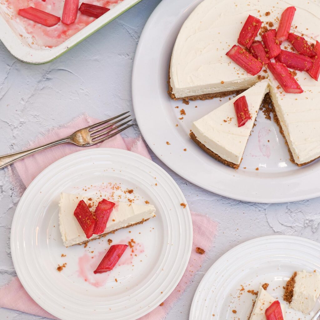Vanilla Cheesecake with Baked Rhubarb - Fodder