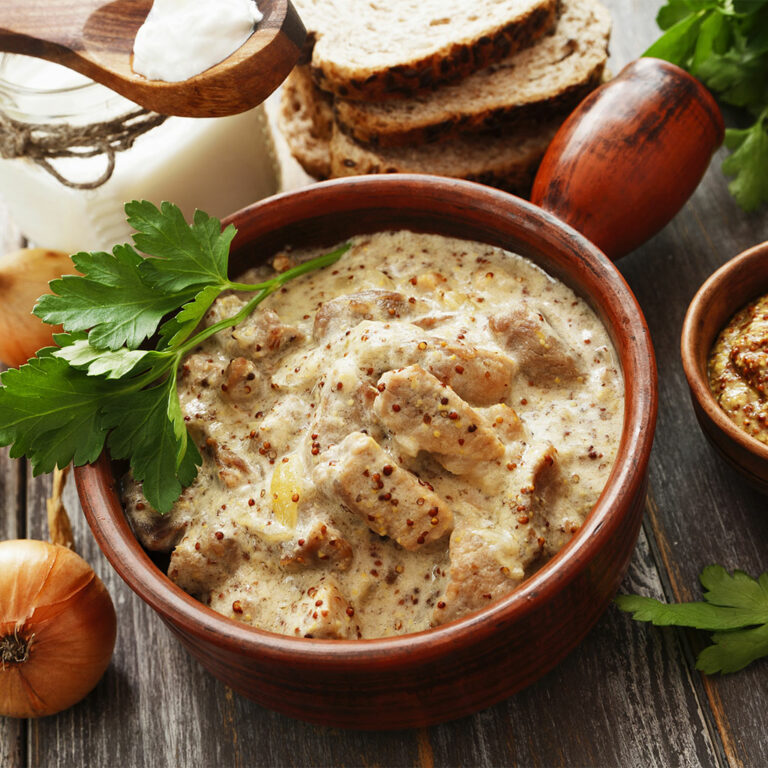 Slow Braised Pork, Cider, Creme Fraiche &- Mustard Recipe from Fodder